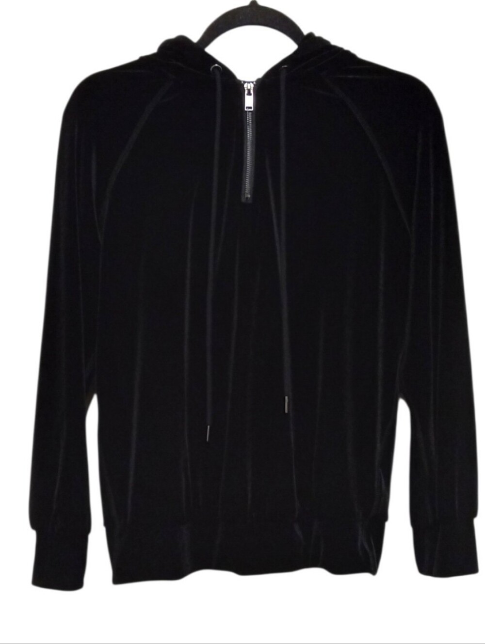 Liverpool Los Angeles Velvet Hooded 1/4 Zip Pullover Raglan Sleeve XS